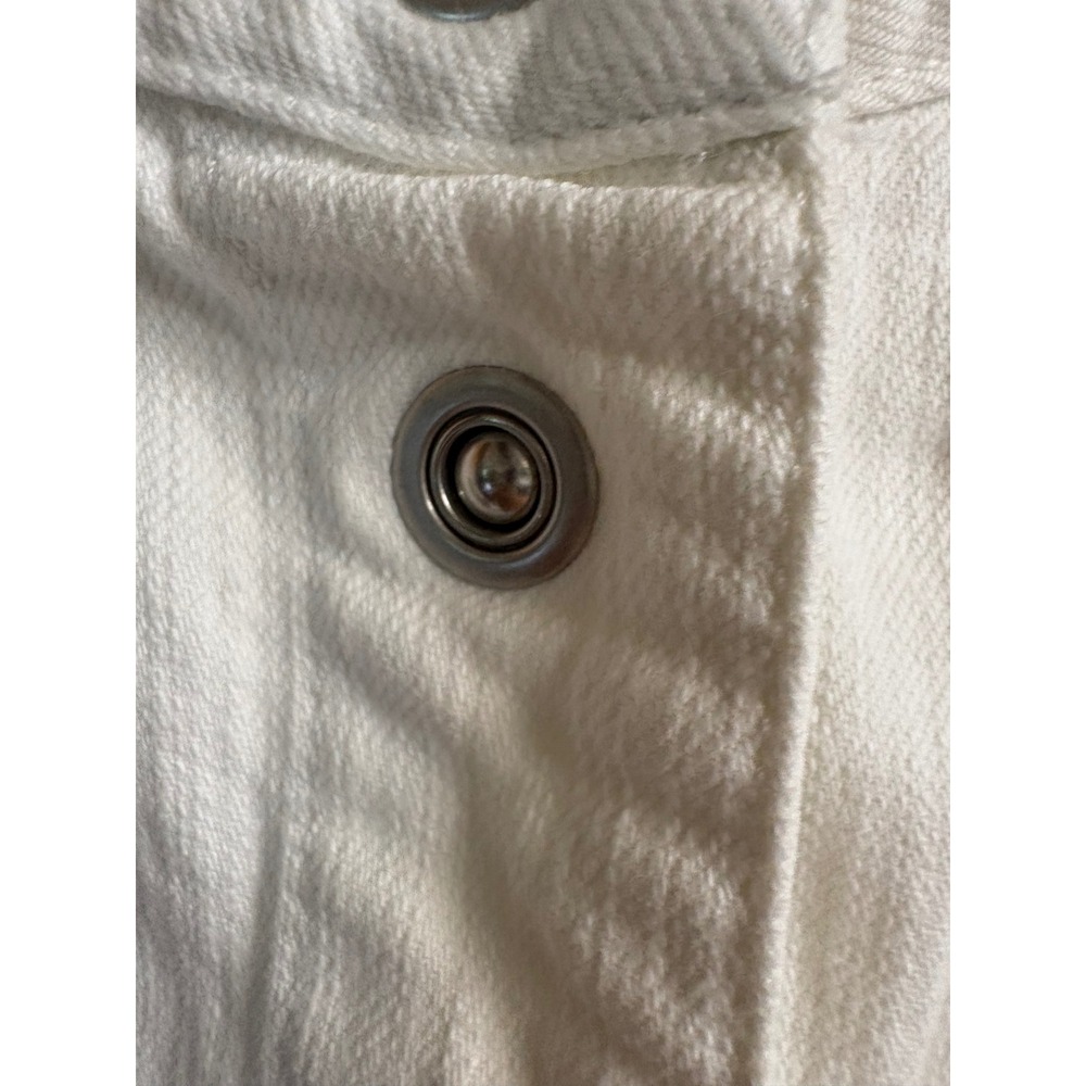 Chicos Platinum Womens White Denim Jacket Snap Front Size 2 Large Preppy - Picture 4 of 10
